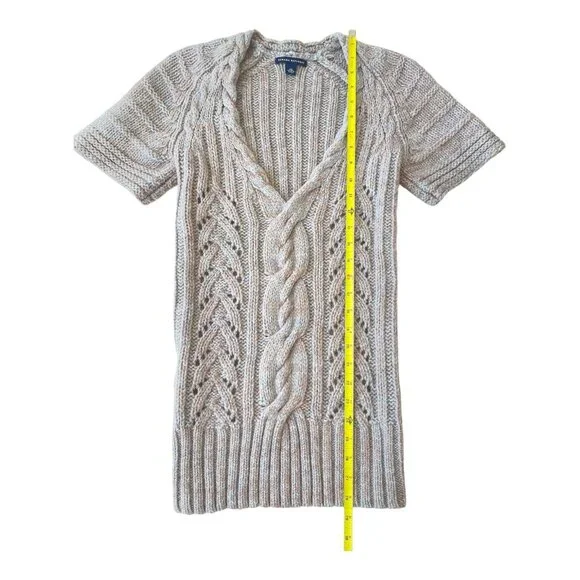 Banana Republic Brown Gray Marled Cable Tunic Sweater XSmall Wool Alpaca EUC - Picture 4 of 10